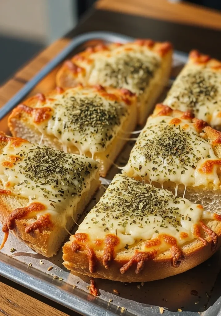 Baked-garlic-bread-melted-cheese-herbs