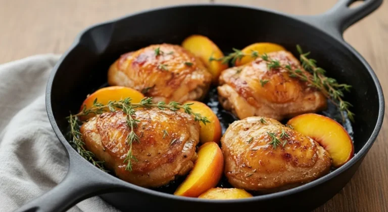 Seared-chicken-and-peaches-skillet