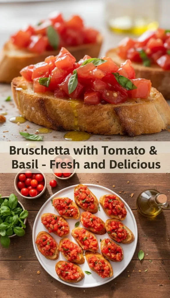 Fresh-and-Delicious -tomato-basil bruschetta-in-a visually appealing arrangement