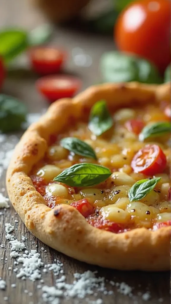 Pizza-cheese-tomato-basil-rustic