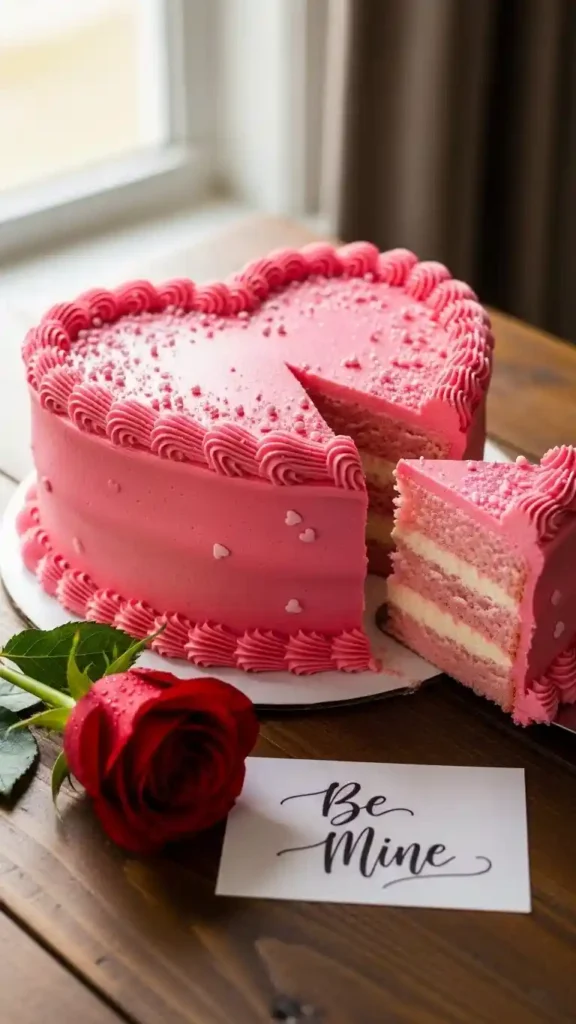 heart-shaped-cake-with-pink-frosting